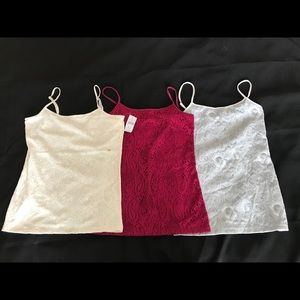 3 LOFT Lace Camisoles